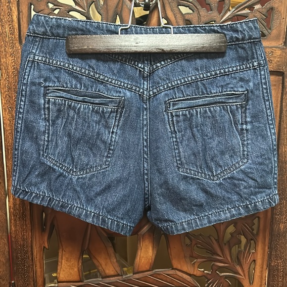 Free People Side-Button Sailor Denim Hot Pants/Shorts - Picture 6 of 7